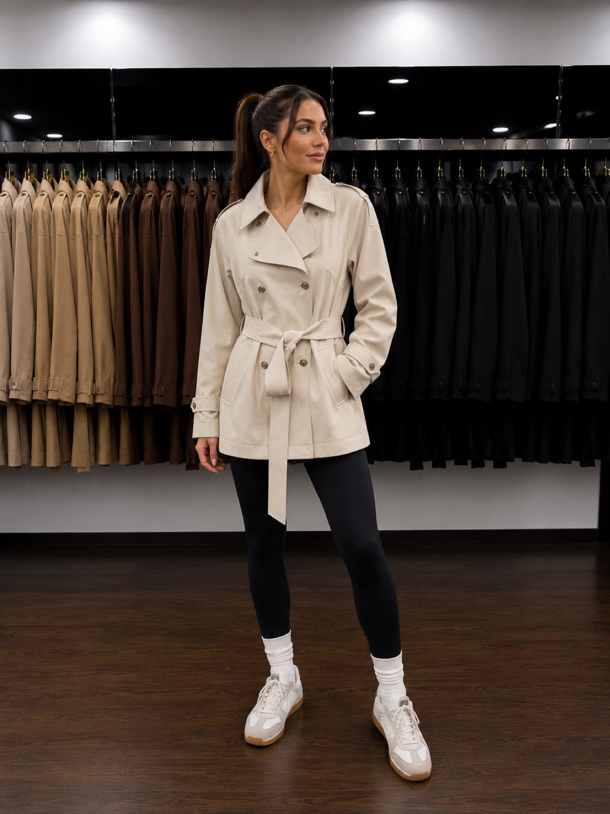 Corte clásico, gabardina con cinturón